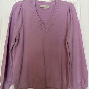 LOFT pink v-neck sweater, size large